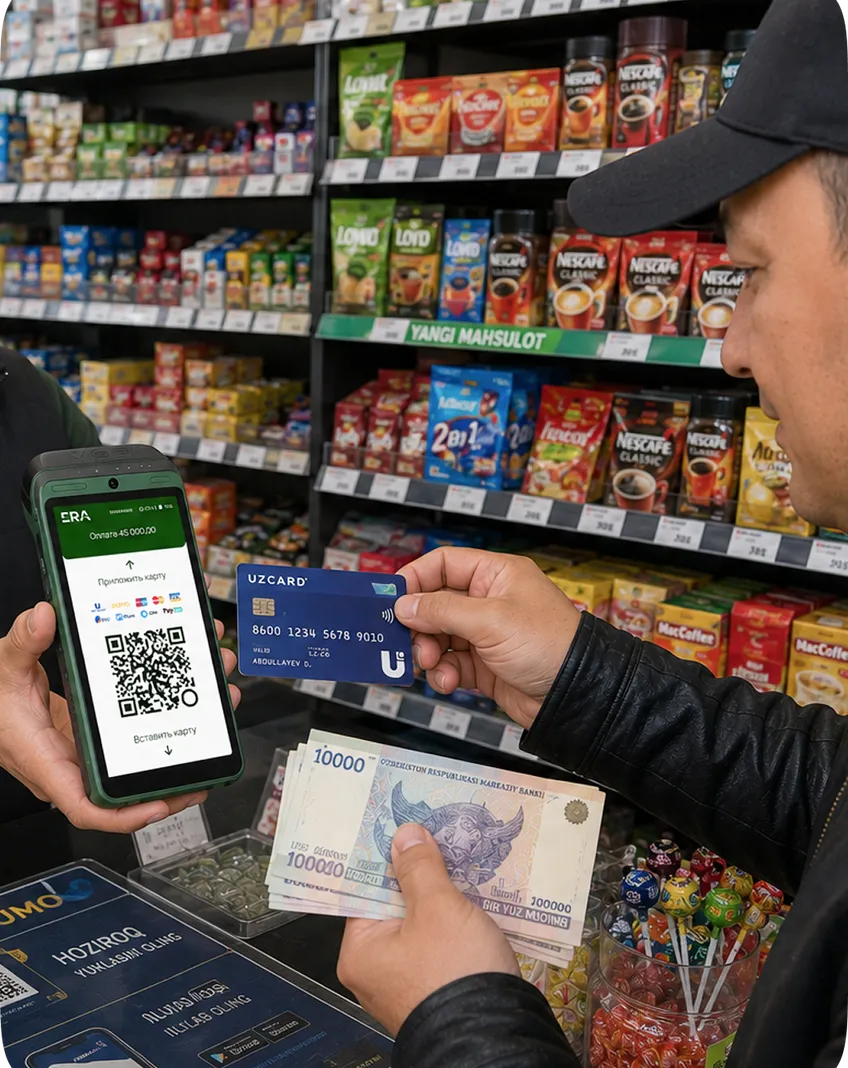 Оплата картой и QR-кодом на кассе